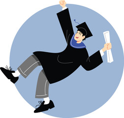 illustration of a graduate man holding a diploma