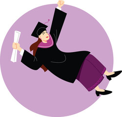 illustration of a graduate woman holding a diploma