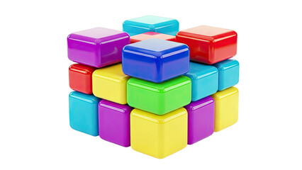 Obraz premium Stack of colorful, rounded building blocks on white background