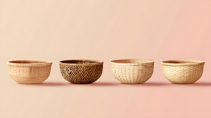 Woven baskets in a row