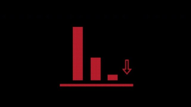 Market Crash Down Chart Looping Animation. Professional Bar Chart Icon for Negative Data Visualization
