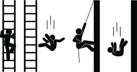 Climbing ladder and falling off, risky activity illustration © candysartistry
