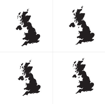 Detailed UK Map Illustration on White Background
