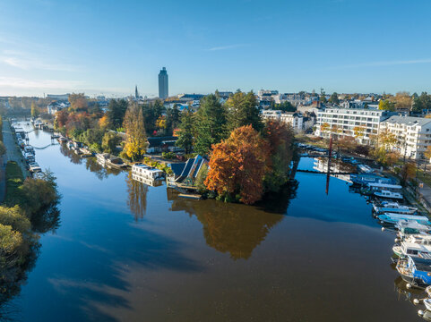 Nantes city and Erdre River
