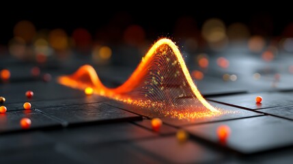 Business growth chart with glowing golden curve on dark background for financial success and investment strategy