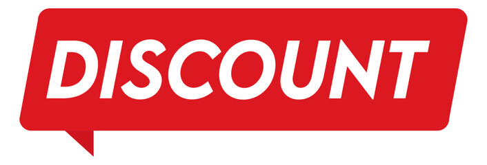 Red discount label speech bubble for promotion template. PNG