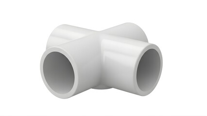 A white PVC pipe fitting on transparent background