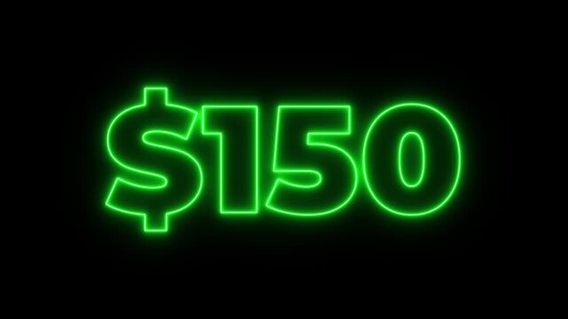 0 to 900 dollar counting animation. 900 dollar neon sign Counting money and digits increasing. Counting Numbers from 0 to 900 on a solid background