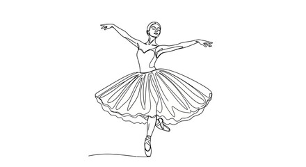 Ballerina Dancing on One Leg in Skirt. © Shal_Kafa_Alfattah