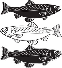 Three fish in monochrome