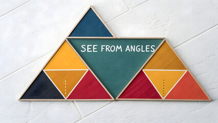 Overlapping Geometric Triangles with Perspective Message on Wall
