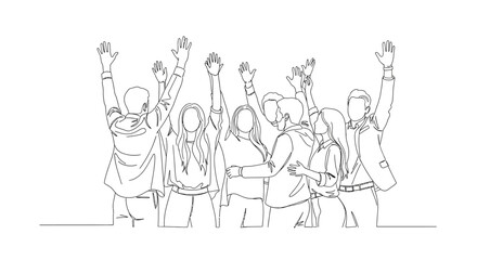 Obraz premium Group of People Raising Hands Together.