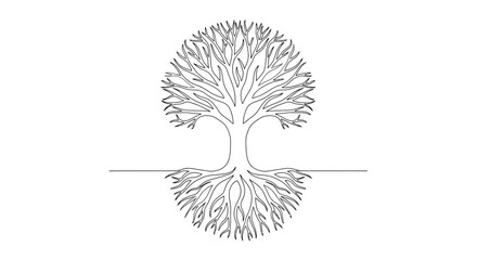 Tree with Roots and Branches Illustration. © Shal_Kafa_Alfattah