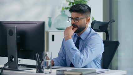 Indian businessman Arabian business man ethnic male worker guy professional entrepreneur working in...