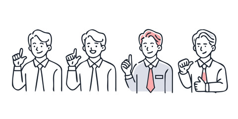 Diverse business people pointing upwards, presenting new ideas and concepts.