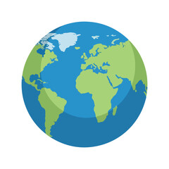 Fototapeta premium Flat Earth Globe Vector Illustration Simple World Map Icon