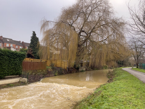 Fast flowing water after rain storm