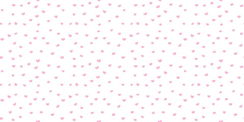Seamless pattern with small pink hearts scattered on a light background. Cute minimal design ideal for wrapping paper, textile prints, stationery, and romantic themed projects.