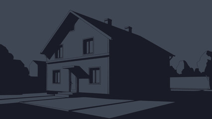 Modern two-story house with sleek architectural design