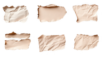 A collection of torn paper pieces on a black background