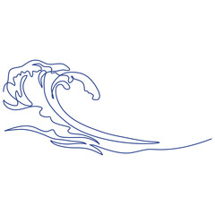 Sea wave one line. Vector drawing.
