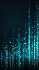 Abstract blue light streaks and dots on dark background