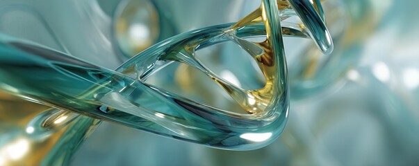 Abstract fluid metallic shapes twisting in dynamic motion