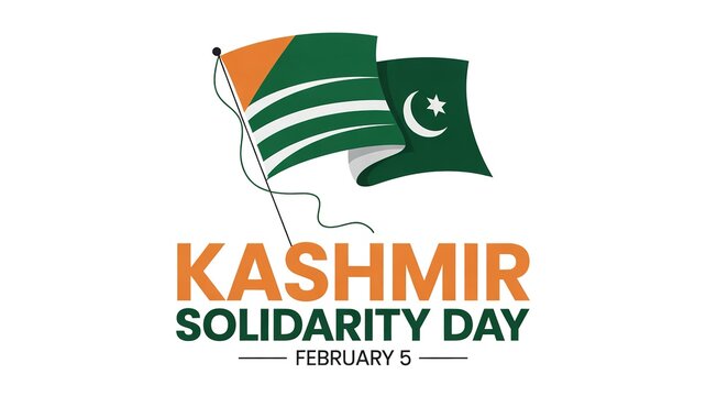 Kashmir Solidarity Day illustration with Azad Kashmir flag crescent moon star symbolism unity support February 5