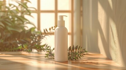 Clean Skincare Bottle Mockup With Soft Lighting Copy Space