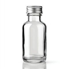 glass bottle with metal cap isolated white background clean packshot