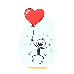 Man Holding Red Heart Shaped Balloon.