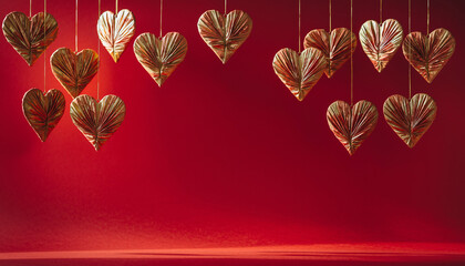 Elegant Red Hearts Frame &ndash; Luxury Valentine Background Concepts