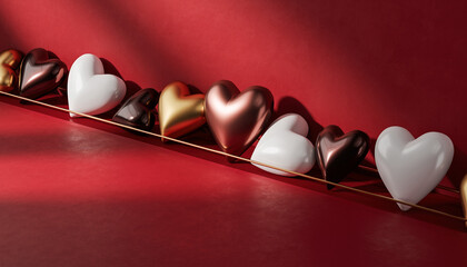 Elegant Red Hearts Frame &ndash; Luxury Valentine Background Concepts