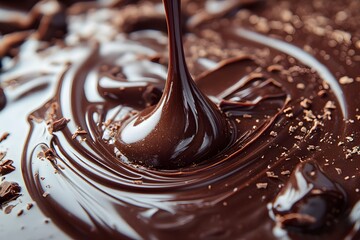 Geschmolzene Schokolade mit gl&auml;nzender Oberfl&auml;che
