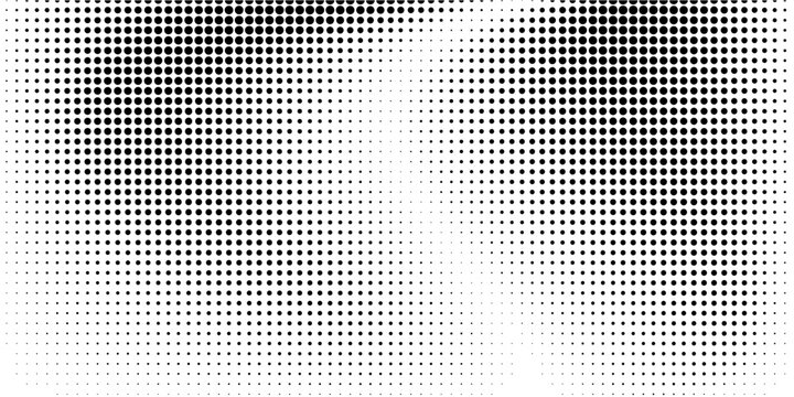 Titik-titik halftone putih dan hitam pola warna latar belakang tekstur grunge gradien. Ilustrasi vektor gaya olahraga komik seni pop titik. eps 10