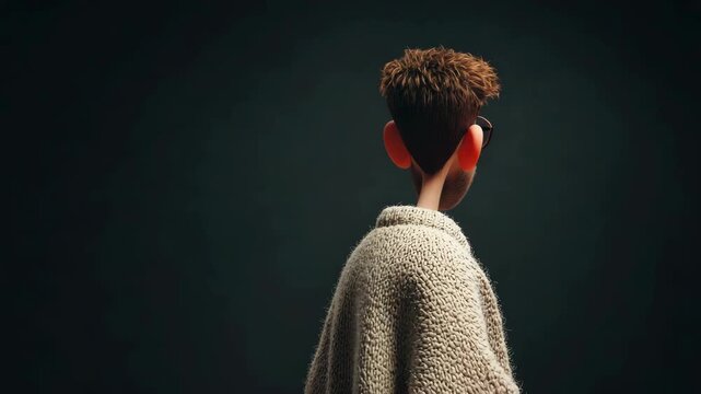 3D cartoon character of a friendly man with glasses, a beard, and a knitted sweater against a dark background.