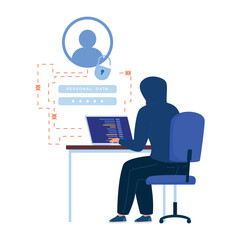 An illustration of a cybercrime involving a hacker gaining unauthorized access to a user s personal data in their account.
