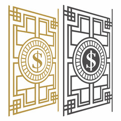 Obraz premium Two dollar sign emblems in gold and gray colors