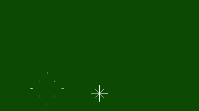 White line circle firework pop up explosion animation with geometric spark bursts clean cartoon style on green background smooth looping ultra HD 4K