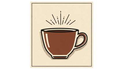 Retro Coffee Cup Illustration With Steam Vintage Style Graphic