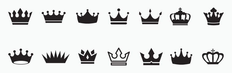 Crown icon set. Crown king mega icon set. Royal crown symbol collection. Vector simple crown icon collection. line crown icon. vector illustration © Amirul