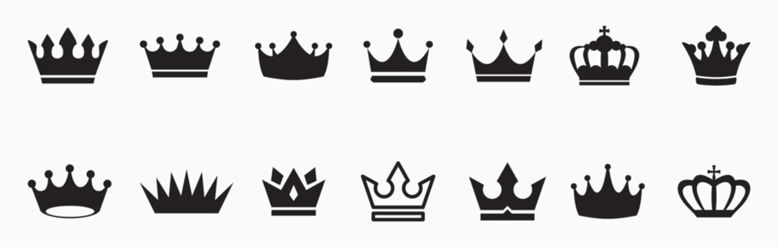 Crown icon set. Crown king mega icon set. Royal crown symbol collection. Vector simple crown icon collection. line crown icon. vector illustration
