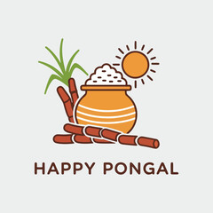 Harvest Festival Celebration with Traditional Pot and Sugarcane