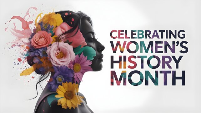 Celebrating women's history month with a vibrant floral portrait symbolizing growth and achievement