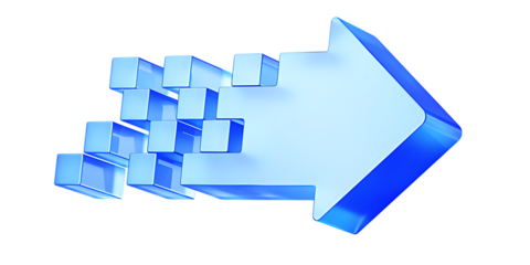 Ice Blue Arrow Formed by Cubes - Symbolizing Forward Movement, Progress, and Direction