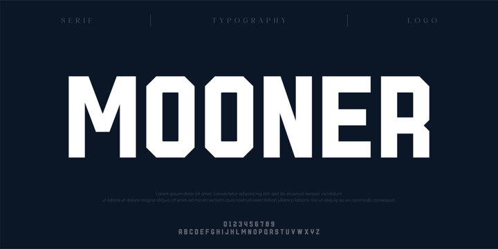 Mooner, Creative digital minimal modern alphabet fonts. Typography minimalist urban digital fashion future creative logo font. vector illustration
