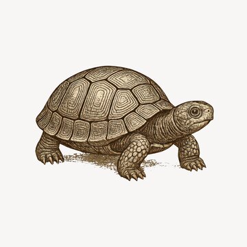 Detailed vintage tortoise illustration.