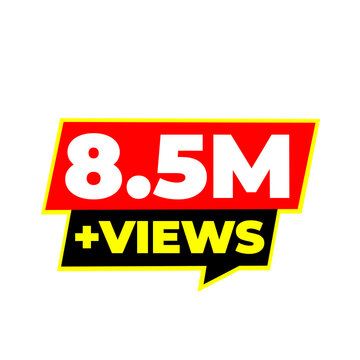 8.5M broadcast audience png, social creator badge, engagement performance icon, viral milestone label