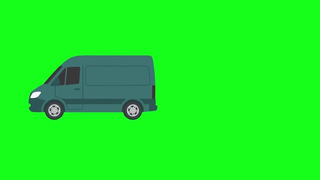 2D Delivery Van Driving Animation on Green Screen Template