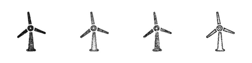 Sketch wind turbine icon design set